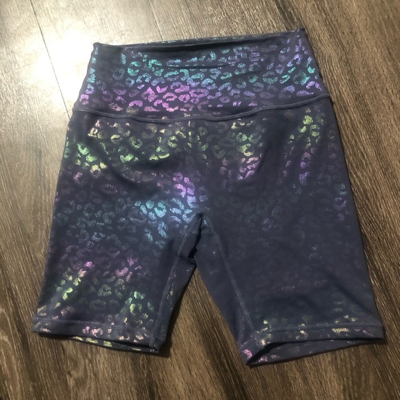 Synrgy Pants - Synergy Activewear Iridescent Leopard Print Biker Shorts